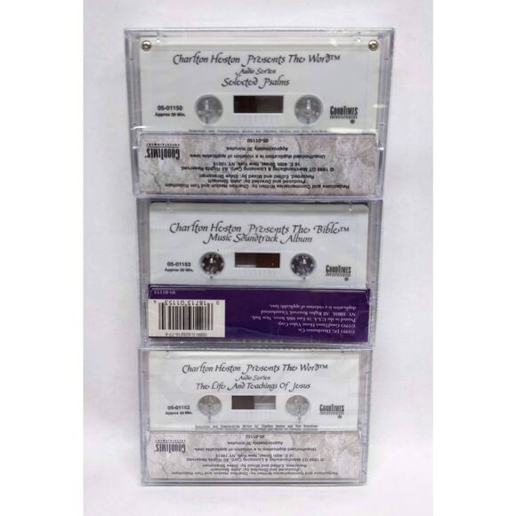 1990s CHARLTON HESTON PRESENTS - The WORD &  BIBLE audio cassette tapes - NEW - Picture 3 of 4